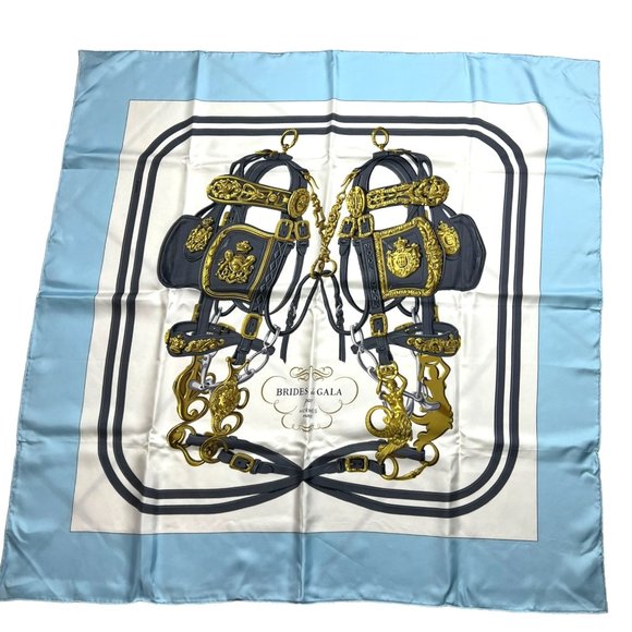 HERMES Multicolor Bride De Gala Carre 35”x35”/90 Silk 100% Scarf  #1341 - Picture 4 of 9